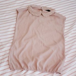 Peachy pink studed collar top